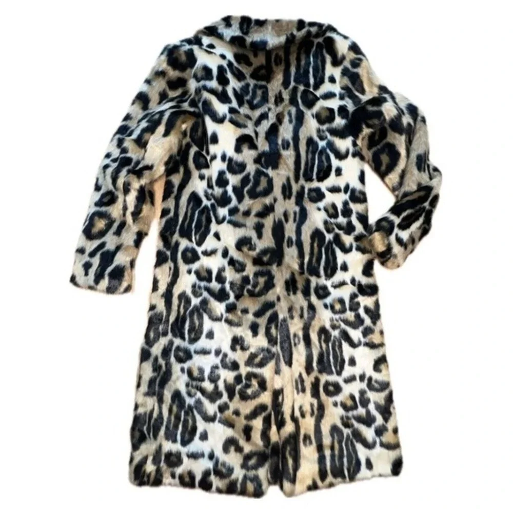 New! Rachel‎ Roy faux fur Animal leopard print reversible coat jacket small - Picture 8 of 13